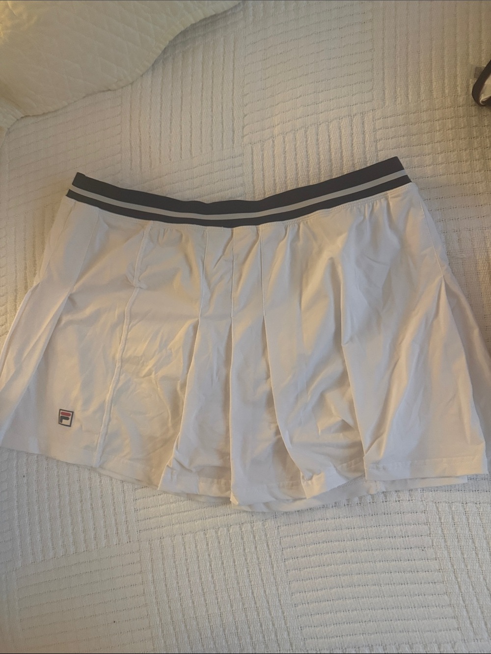 Fila White Pleated Tennis Skirt with Black Waistband
